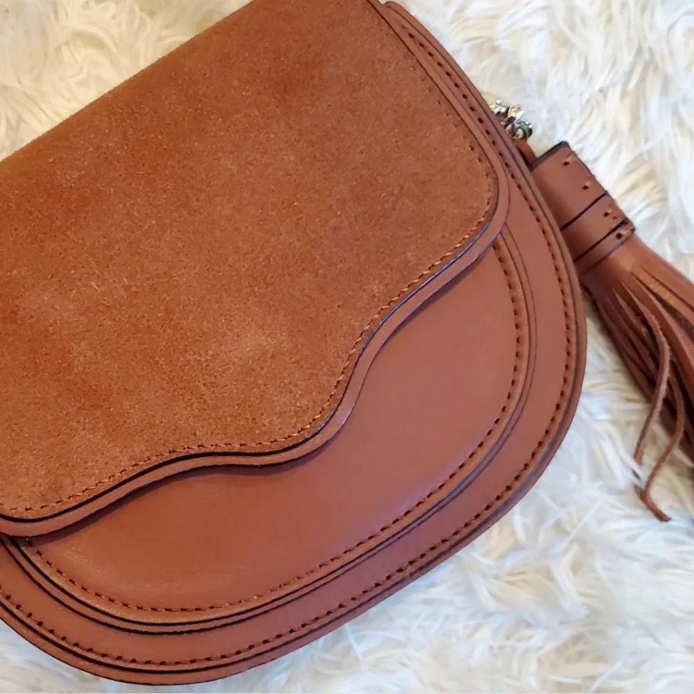 REBECCA MINKOFF MINI SUEDE & LEATHER SATCHEL - Picture 2 of 15